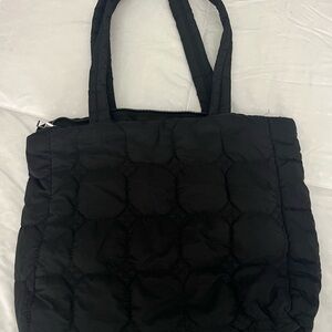 Elegant Black Quilted Tote Bag